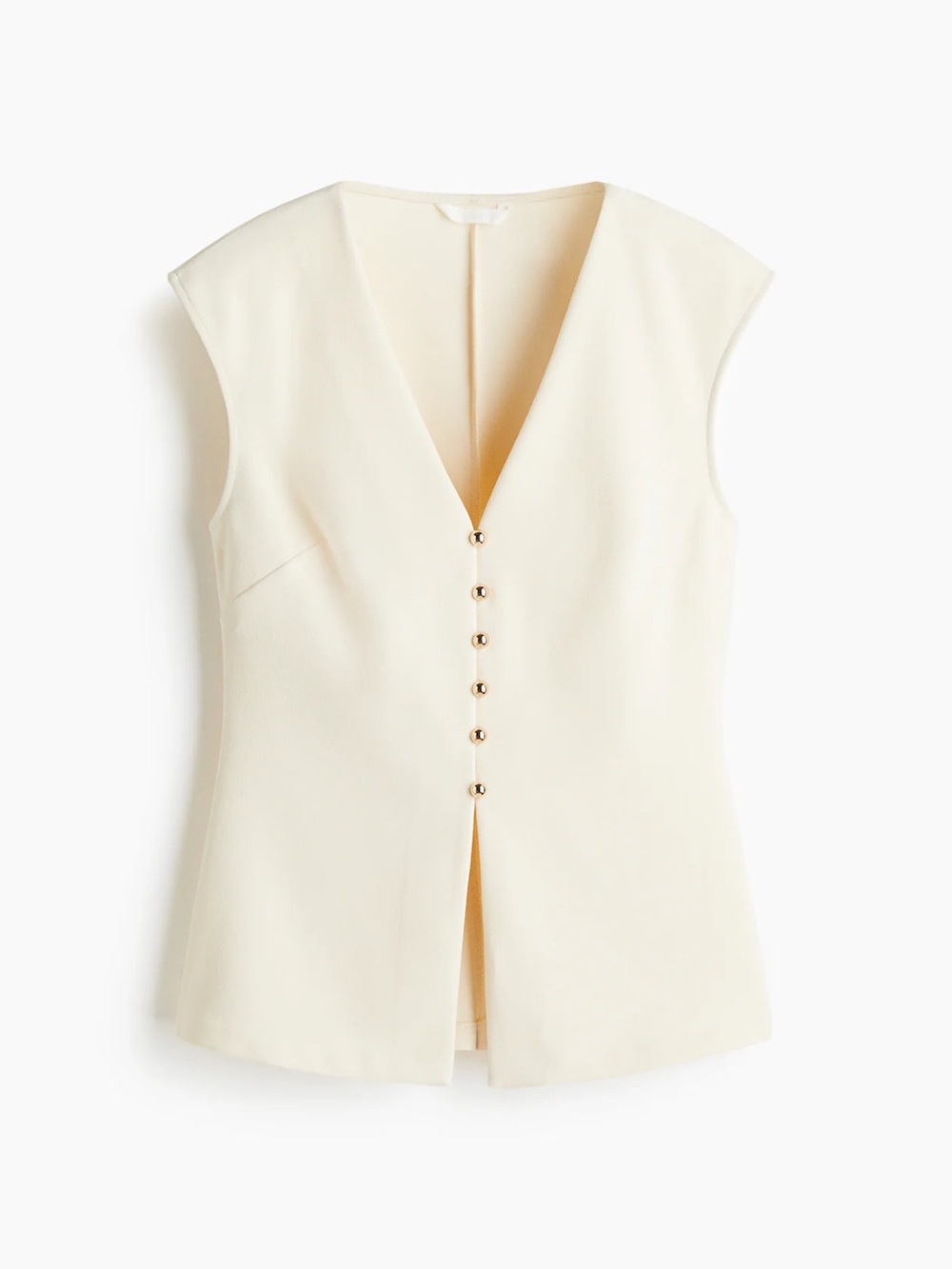 H&M Sleeveless Cream V-Neck Button Front Women’s Top